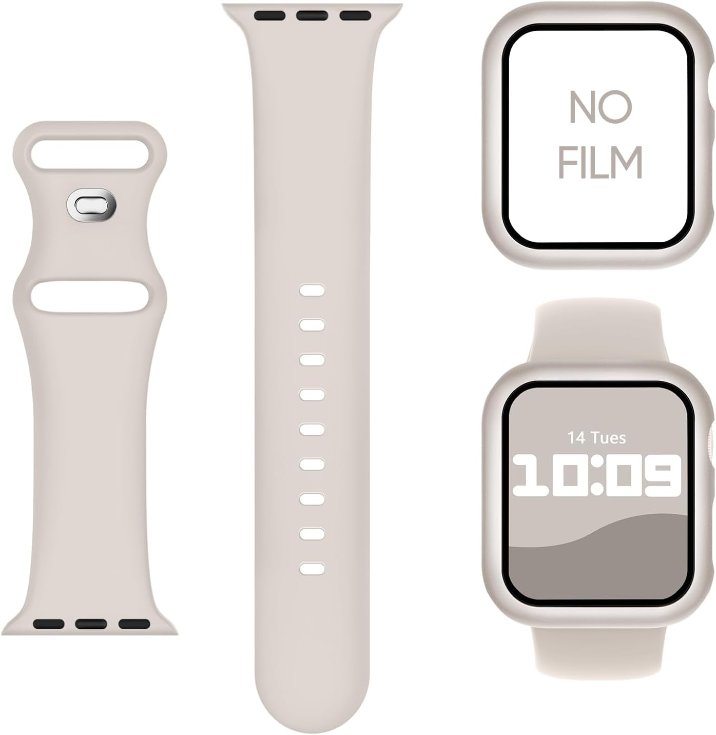 2-IN-1 Compatible for Silicone Apple Watch Band 40Mm 41Mm 44Mm 45Mm With, Sport Band and Cover for Iwatch Series SE SE2 9 8 7 6 5 4