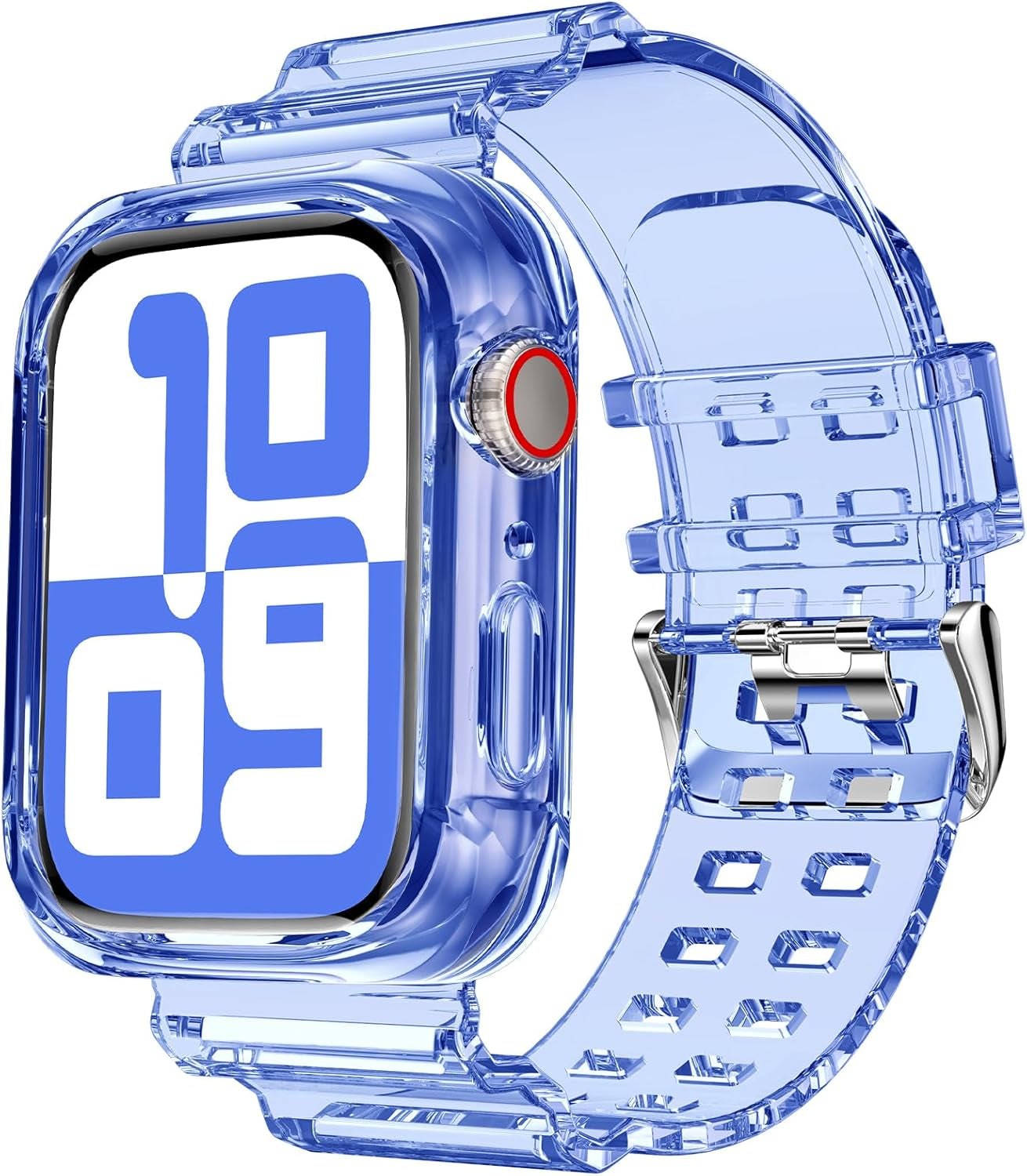 Compatible for Clear Apple Watch Band with Bumper Case, Women Men Glitter Bling TPU Sport Strap for Iwatch SE Ultra Series 10 9 8 7 6 5 4 3 2 1