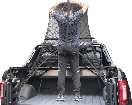 Highly Elastic Cargo Net, Simple Truck Bed Cargo Mesh Organizer, Suitable for Daily Light Loads of Trucks, 4'X4' Stretches to 7'X7' (Single Layer) TRUCK DRIVER