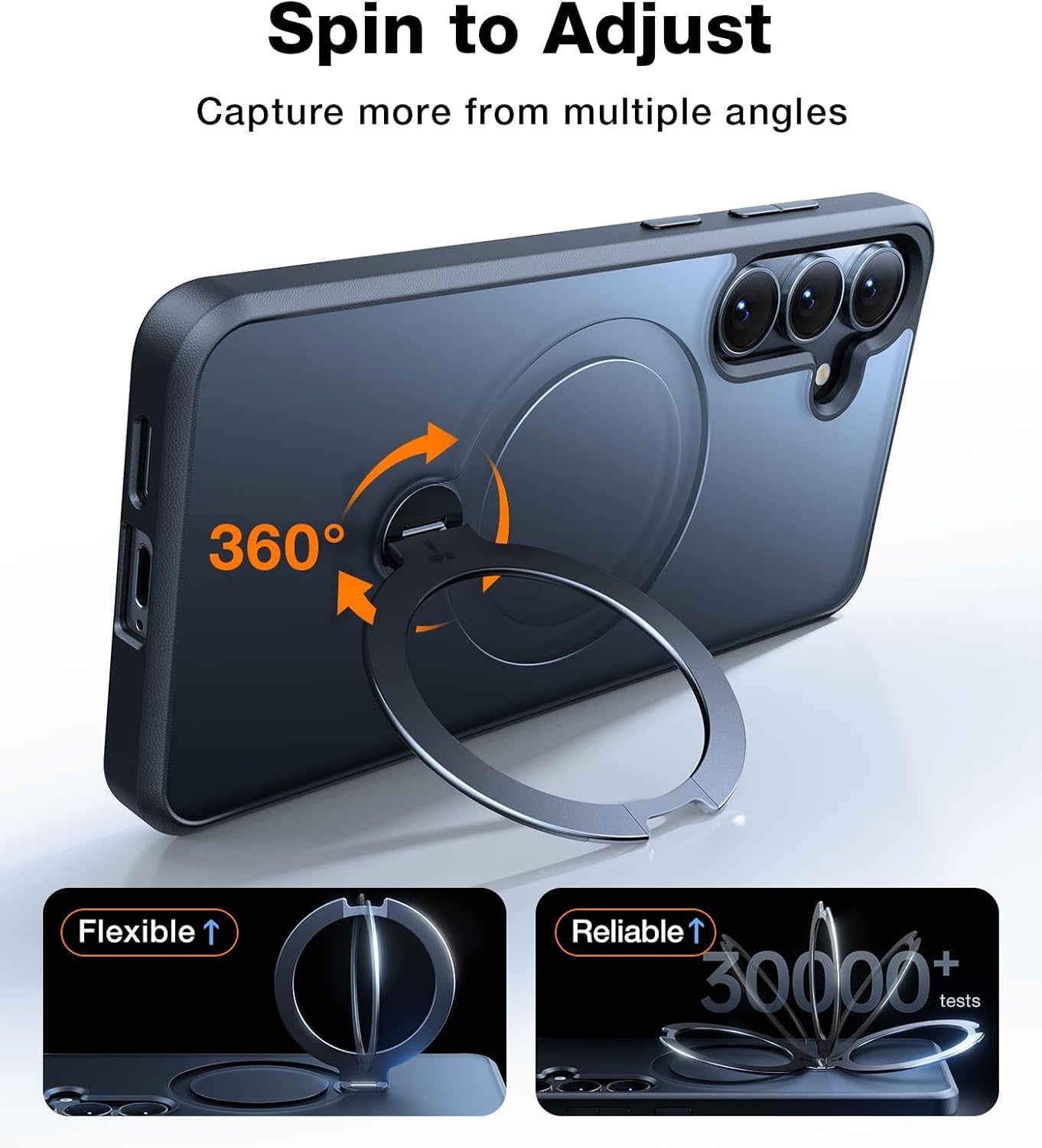 360°Spin Magnetic Stand for Samsung Galaxy S25 plus Case (2025), Fit for Magsafe Military Grade Shockproof Slim Protective S25+ plus Case with Kickstand & Ring Holder, Ostand Spin, Black