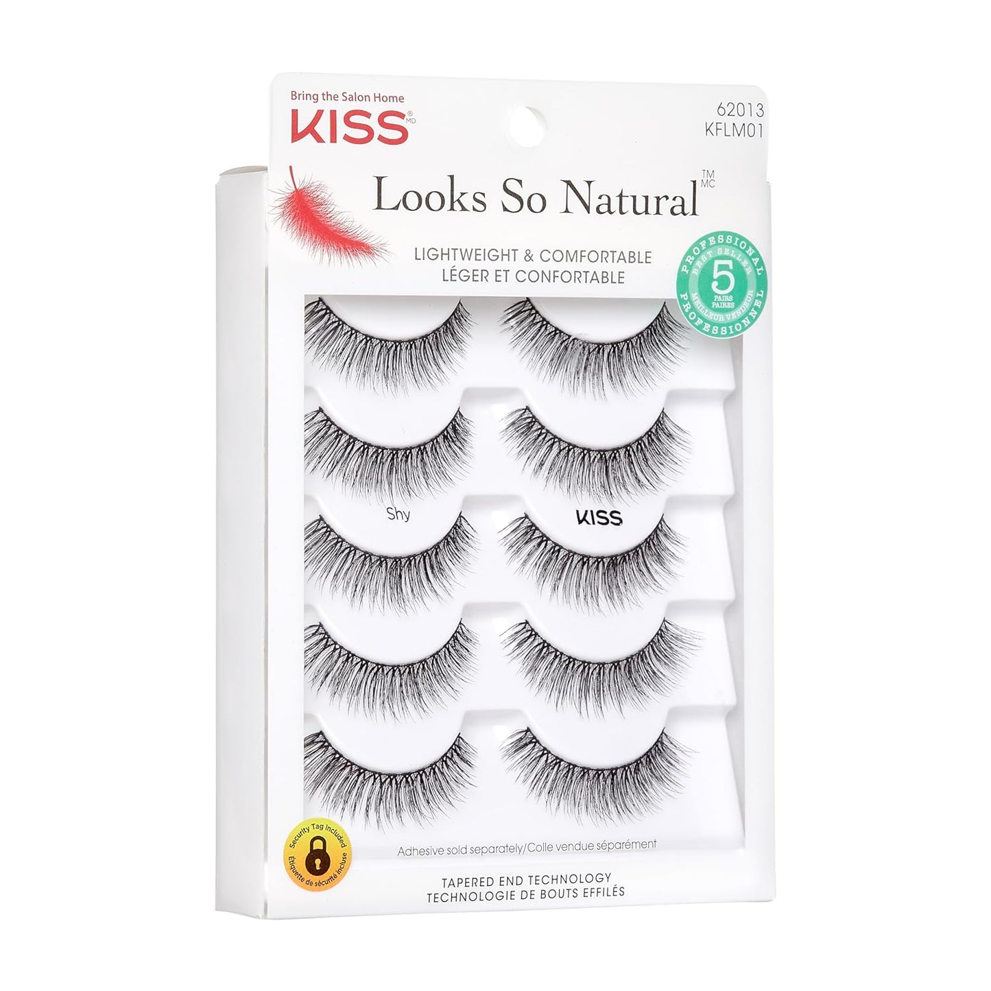 Looks so Natural, False Eyelashes, 'Shy', 12 Mm, Includes 5 Pairs of Lashes, Contact Lens Friendly, Easy to Apply, Reusable Strip Lashes, Glue On