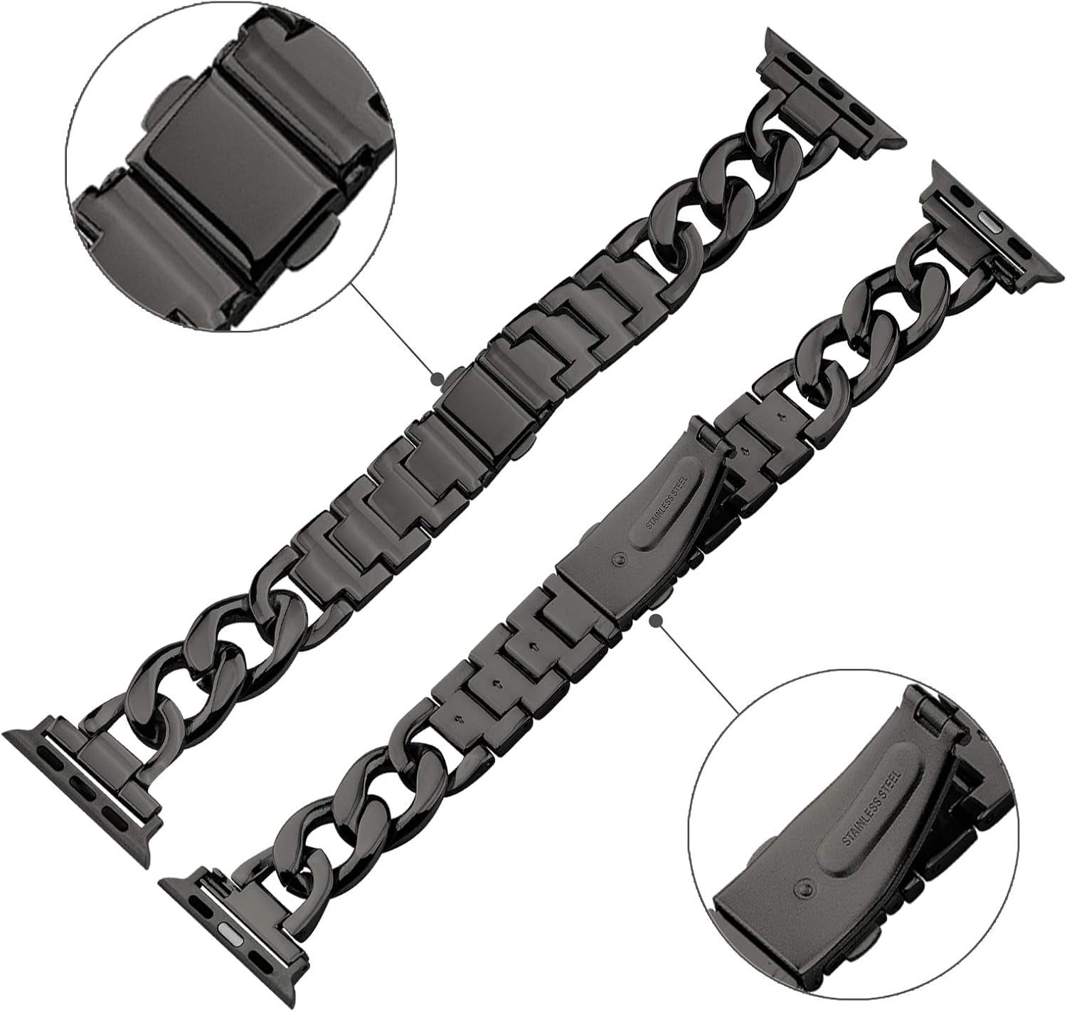 38/40/41Mm 42/44/45Mm Cool Women Chain Smartwatch Bands Compatible for Apple Watch Bands Series 9/8/7/6/SE/5/4 Stylish Replacement Watch Strap for Iwatch 9/8 Bracelet Gift to Her