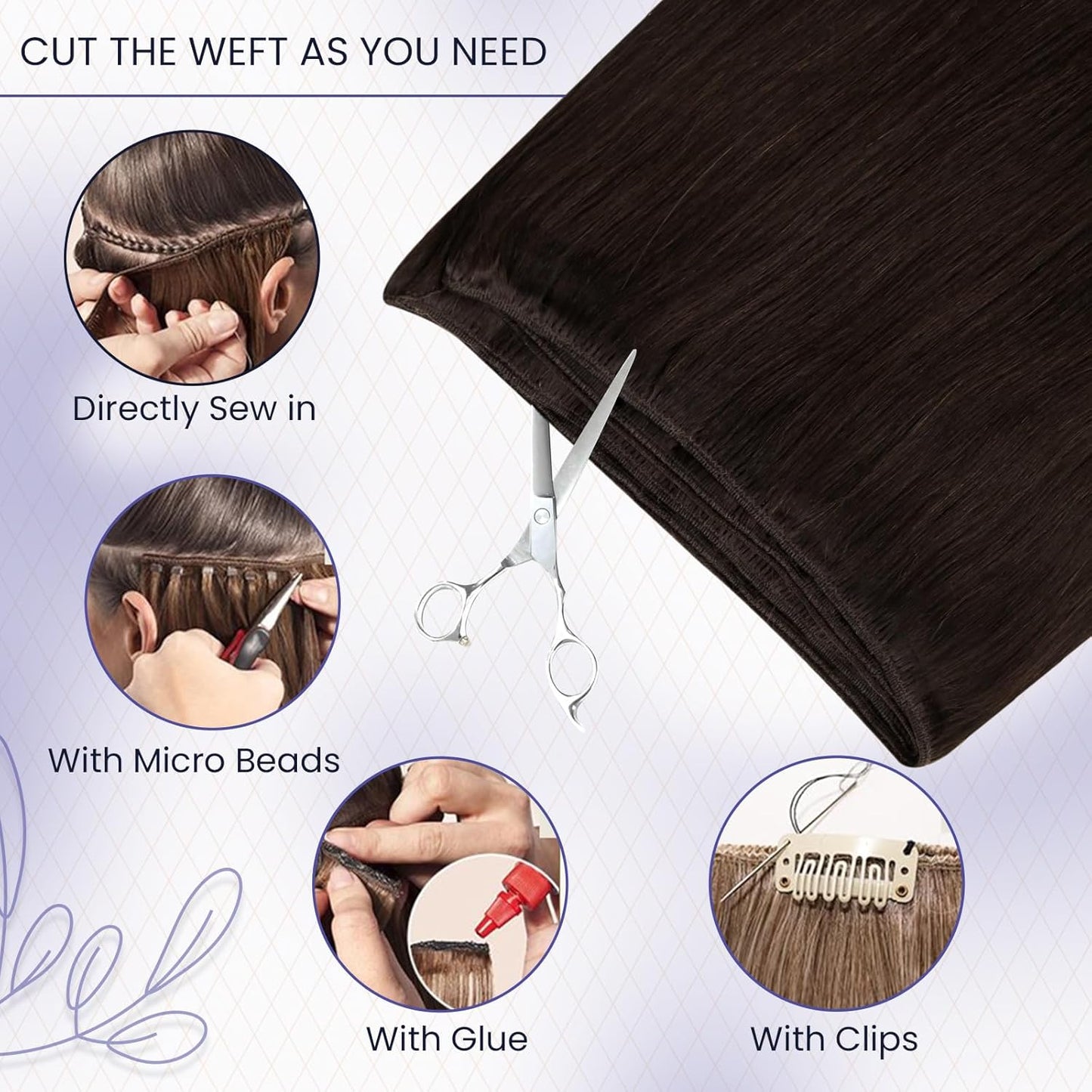 Dark Brown Hair Extensions Real Human Hair Weft Sew in Hair Extensions 24 Inch 120G Brown Human Hair Extensions Weft Sew in Hair Extensions Real Human Hair Black Women #2