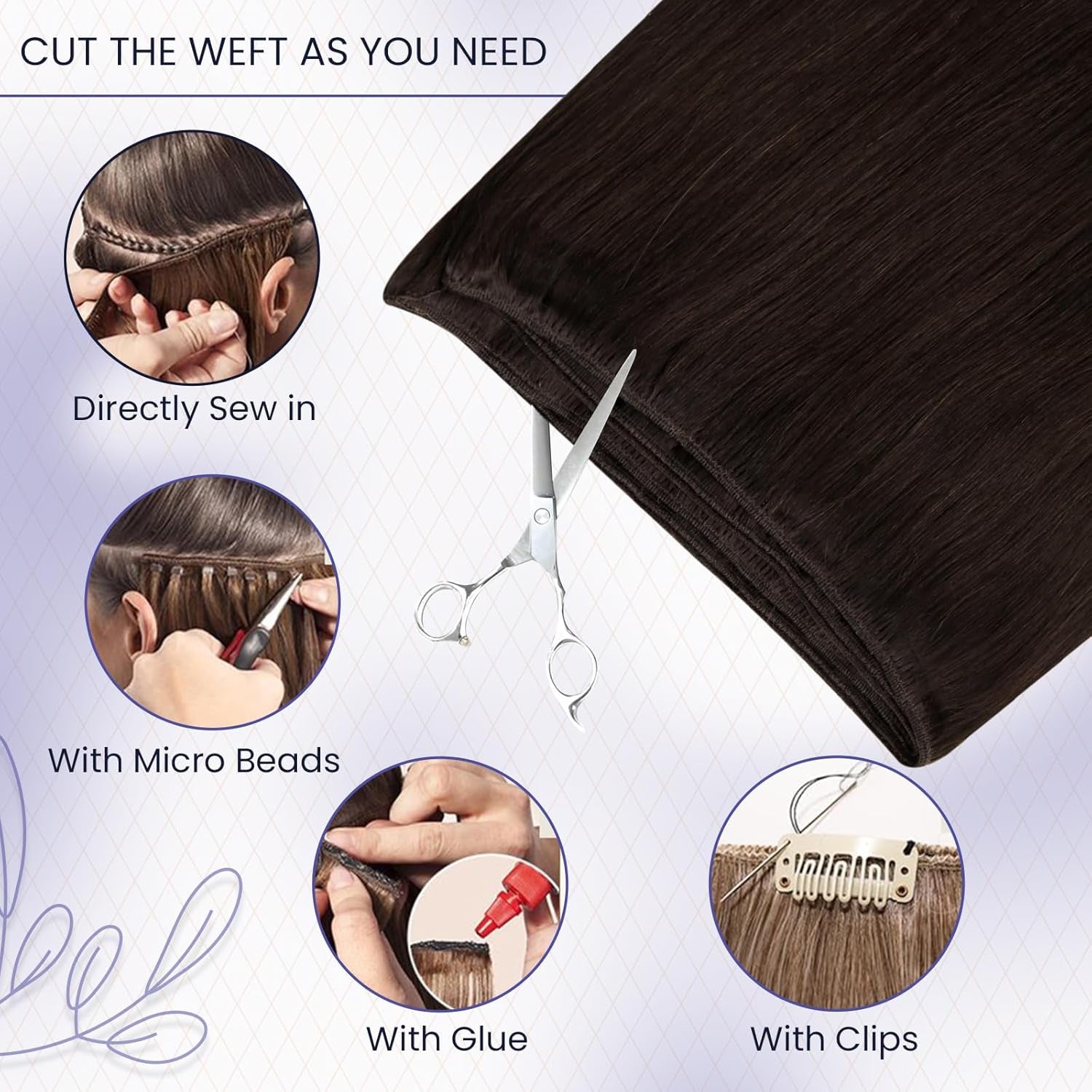 Dark Brown Hair Extensions Real Human Hair Weft Sew in Hair Extensions 24 Inch 120G Brown Human Hair Extensions Weft Sew in Hair Extensions Real Human Hair Black Women #2