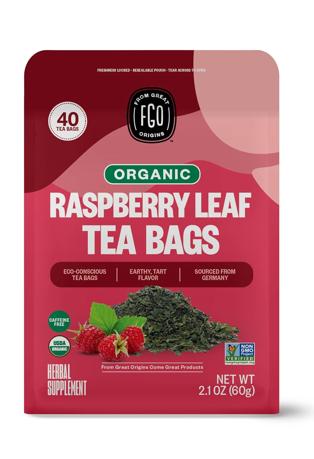 Organic Tulsi Holy Basil Tea, 100 Count, Eco-Conscious Herbal Tea Bags, Resealable Bag, Caffeine Free, Packaging May Vary (Pack of 1) TLBH