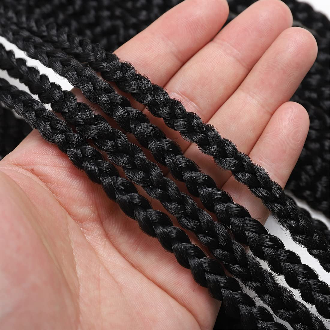 Crochet Box Braids Hair Pre Looped Goddess Box Braids Crochet Braiding Hair 7 Packs Crochet Box Braids 3X Box Braids Crochet Hair (14 Inch, 1B)