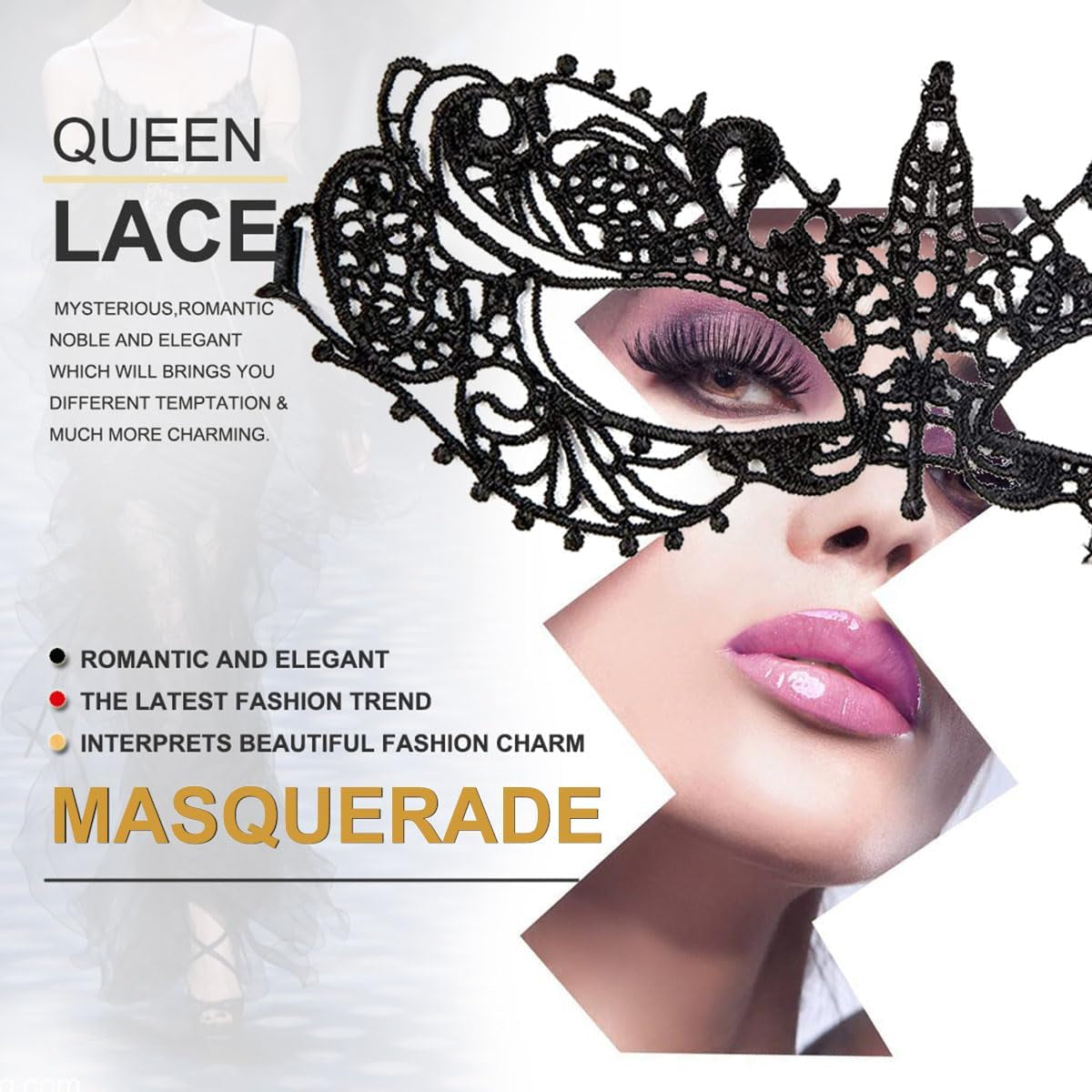Masquerade Mask for Women Venetian Lace Eye Masks for Party Prom Ball Costume Mardi Gras Party Supply