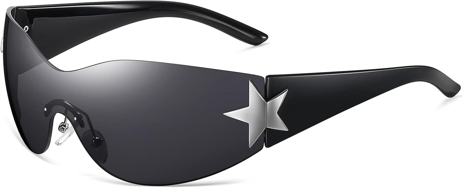Y2K Sunglasses for Women Men Shield Wrap around Fashion Sunglasses Trendy Oversized Frameless Sun Glasses