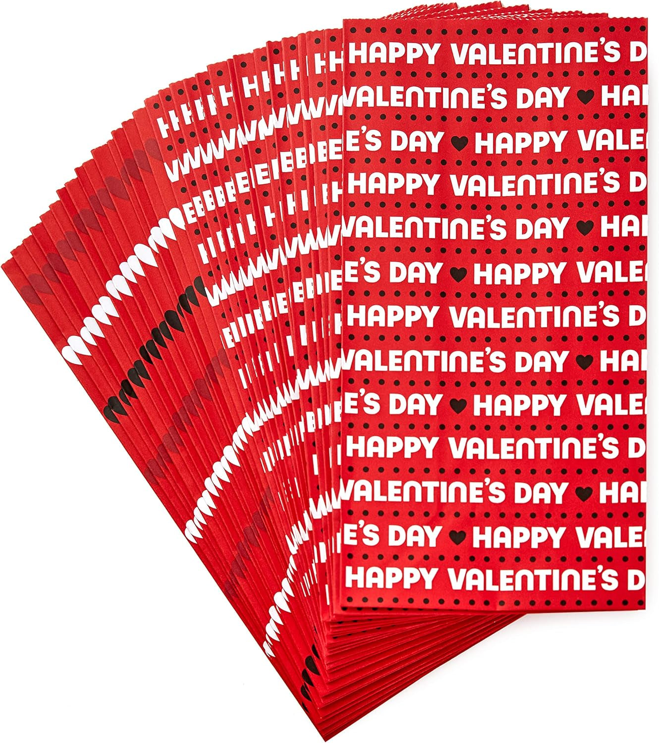 Valentine'S Day Paper Treat Sacks (30 Bags: Happy Valentine'S Day, Hearts) for Classroom Parties, Valentines, Kids, Coworkers