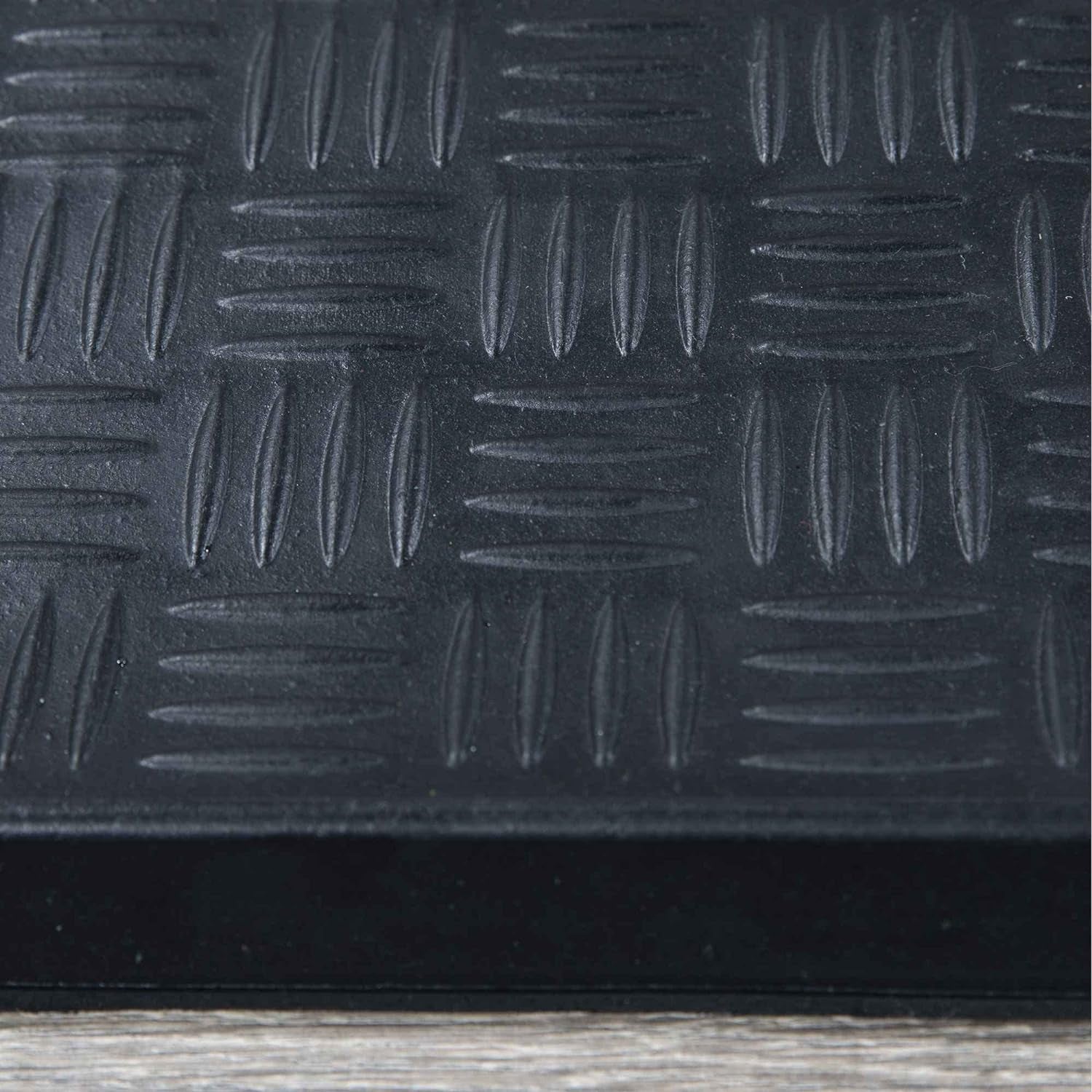 Indoor/Outdoor Hose-Wash Square Edge Design Non-Slip Rubber 10" X 30" Modern Stair Treads for Stairs, Garage, Patio, 5 Pack, Ridged Black