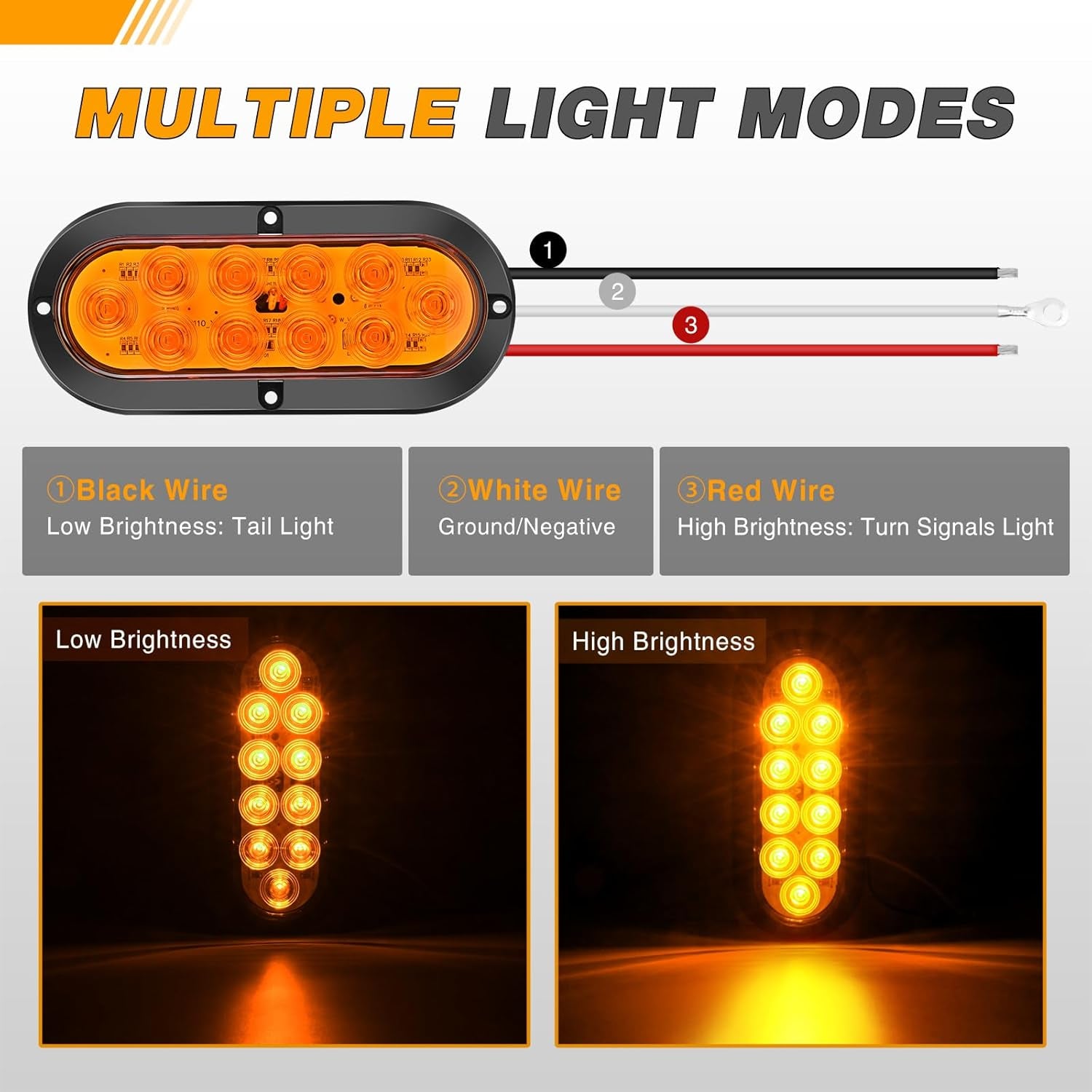 6 Inch Oval LED Tail Light 2 PCS Amber 10 LED Turn Signals Lights Surface Mount IP67 Waterproof for Trailer Truck RV Tractor Lorry Camper Van TRUCK DRIVER