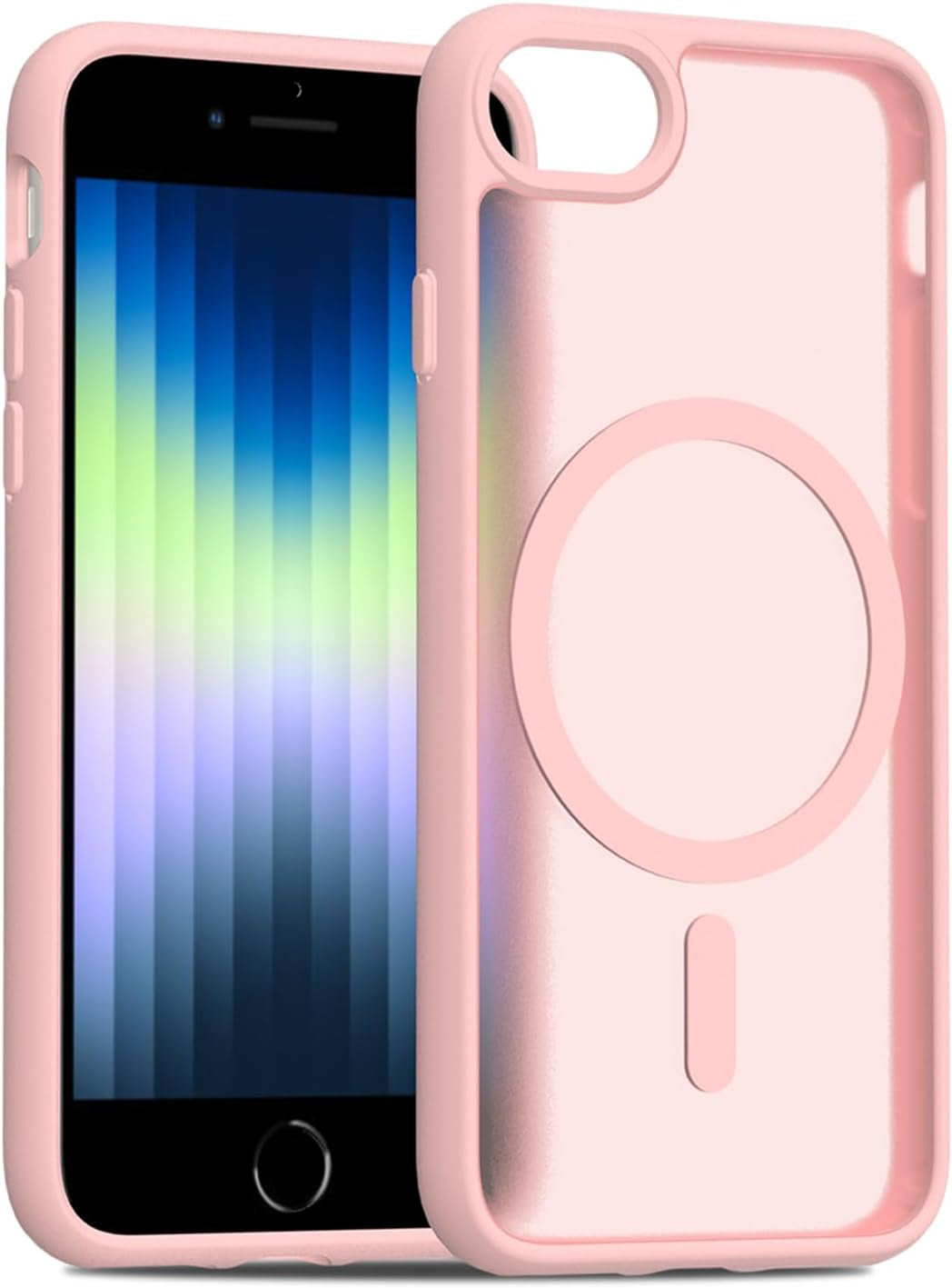2025 New Magnetic for Iphone 16E Case,Compatible with Magsafe,Military Grade Drop Tested, Shockproof Matte Translucent Hard Back Slim Protective Case.Black Magnetic Circle.
