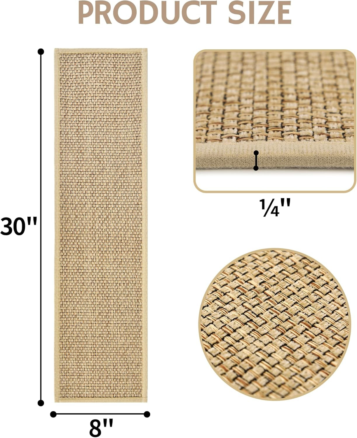 Stair Treads Non-Slip, Stair Runners for Wooden Steps, 8"X30", Stair Carpet Treads, Stair Rugs for Kids and Dogs,15Pcs, Rubber Backing Stair Covers for Wood Stairs, Stair Mats, Beige