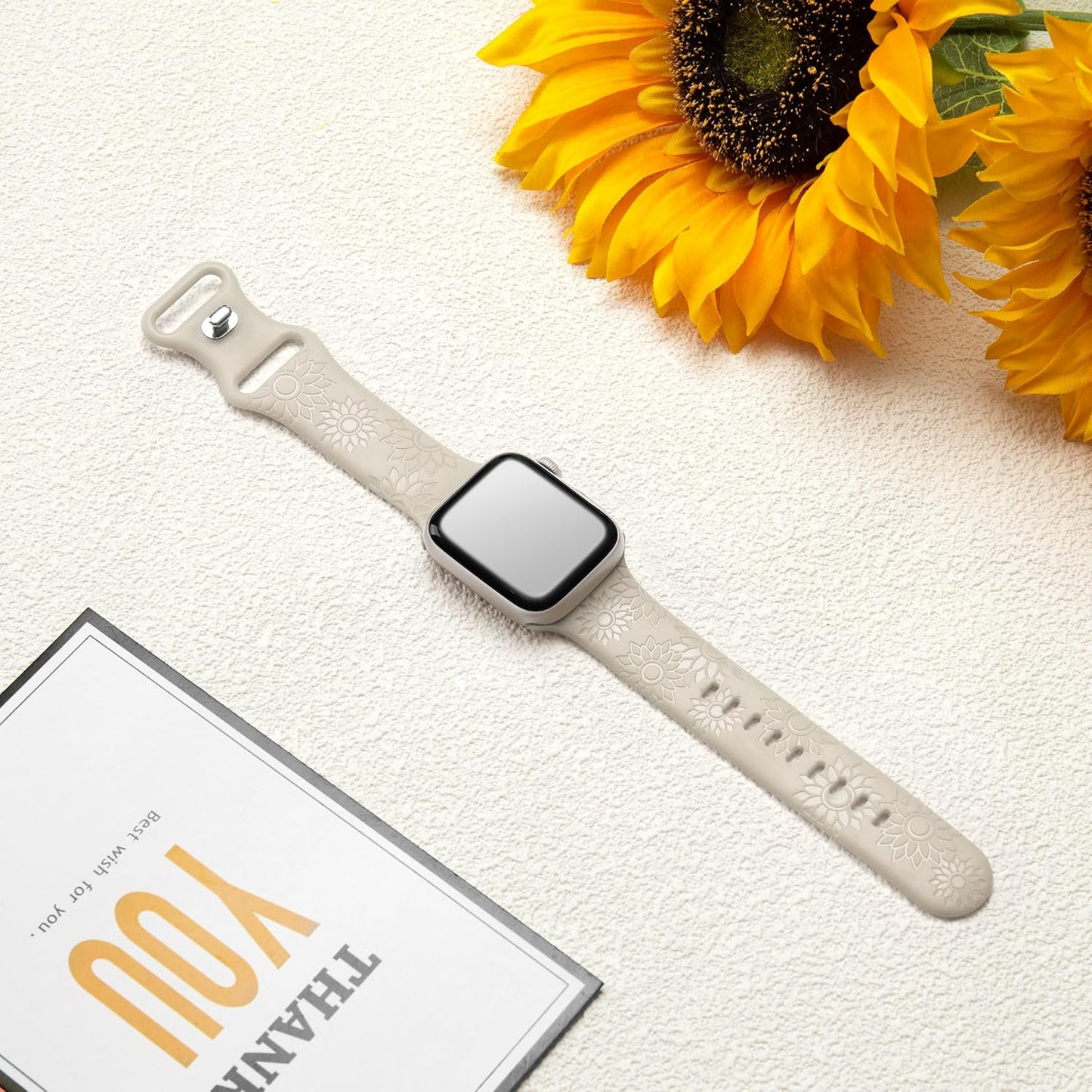 6 Pack Reflective Sunflower Engraved Apple Watch Bands Compatible with 38Mm 40Mm 41Mm 42Mm 44Mm 45Mm 49Mm.Women Men Soft Silicone Waterproof Sport Strap for Iwatch Series 9 8 7 6 5 4 3 SE Ultra 2 1