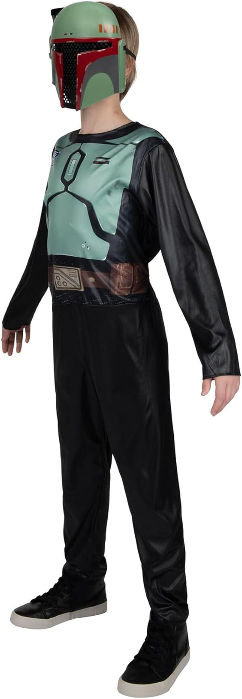 STAR WARS Boba Fett Official Youth Halloween Costume - Printed Jumpsuit with Plastic Mask