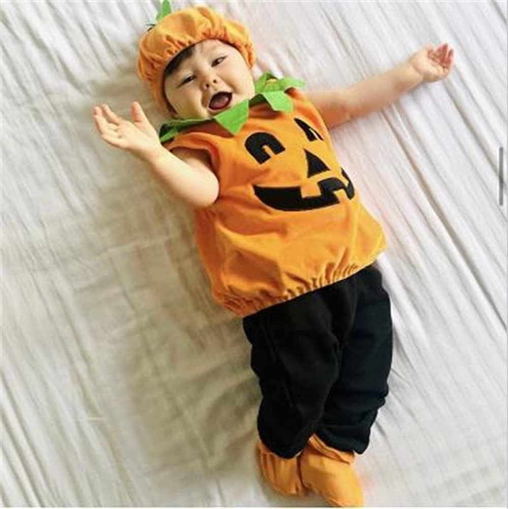 Baby Halloween Costumes Pumpkin Costumes Hoodie Romper Jumpsuit Halloween Unisex Baby Outfits Cosplay Clothes