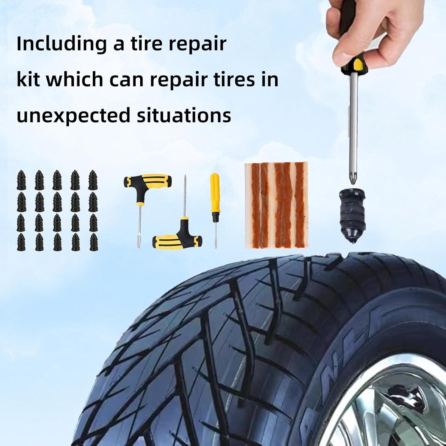 Tesla Jack Pads Lifting Jack Pad for Tesla Model 3/Y/S/X,4 Pack Pucks Accessories with Tire Repair Tools Kit for Tesla Vehicles 2016 to 2025