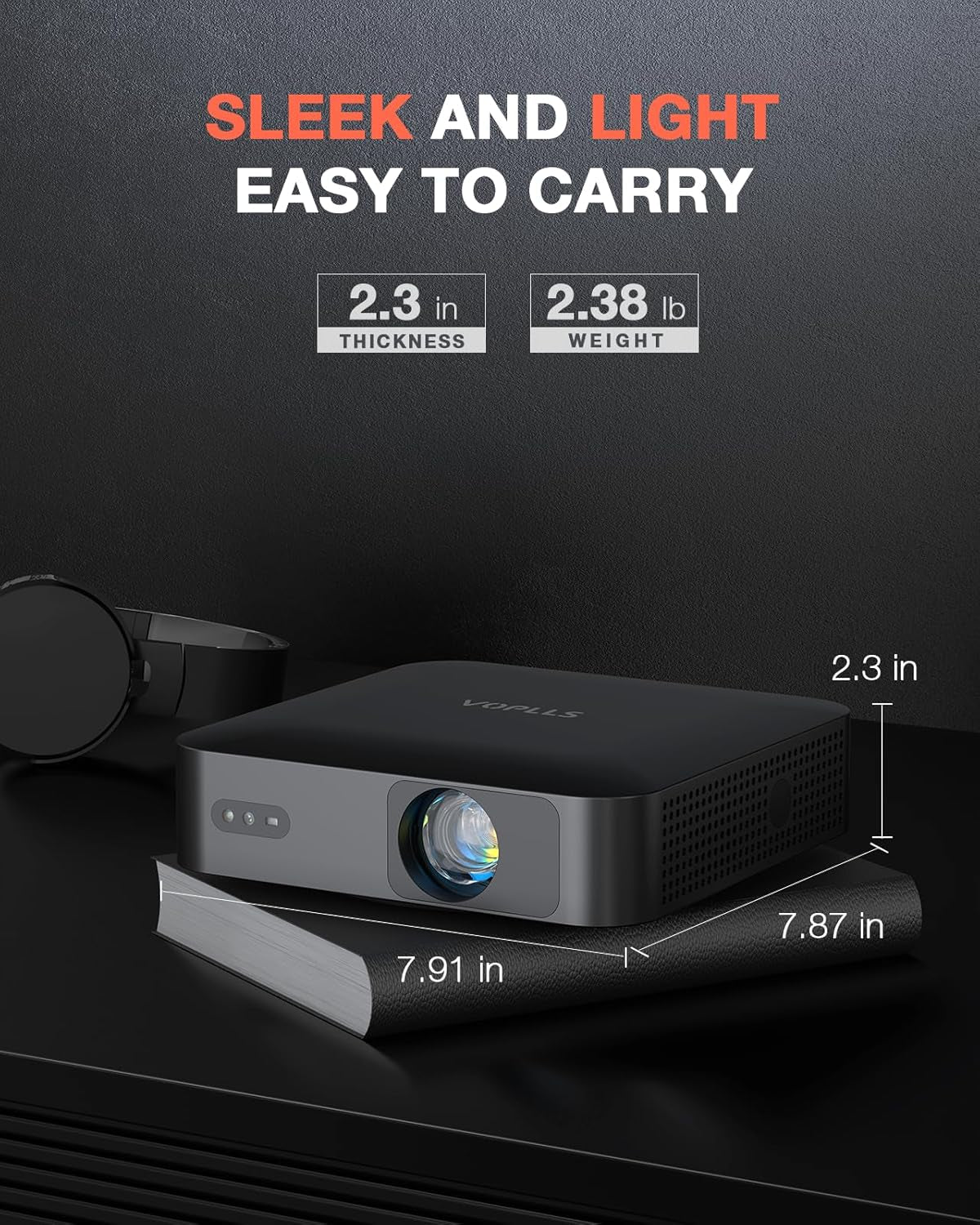 【360°Adjustable Stand & Auto Focus/Keystone】Mini Projector with Wifi and Bluetooth, 550ANSI Native 1080P Portable Outdoor Movie Projector,  Home Projector 4K Support for Hdmi/Usb/Phone/Pc(Black)