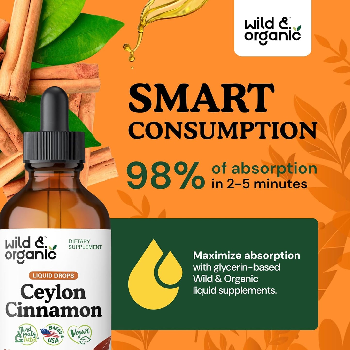 Ceylon Cinnamon Tincture 500 Mg - Liquid Cinnamon Supplements for Overall Support - Cinnamomum Verum Bark Extract - Vegan, Sugar & Alcohol-Free, Non-Gmo - 4 Fl Oz TLBH