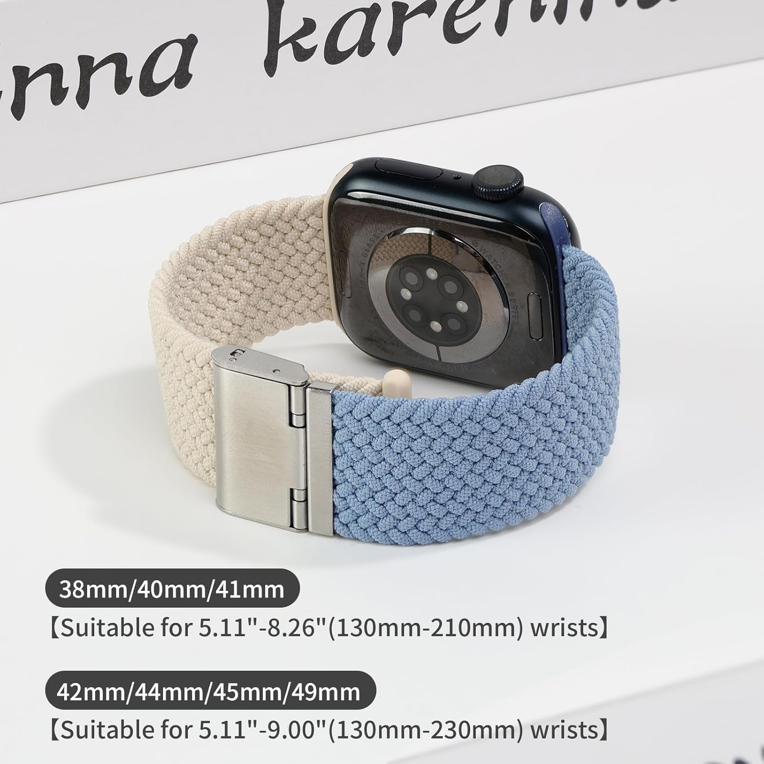Compatible with Apple Watch Band Series 9 8 7 6 5 4 3 2 1/Se/Ultra, 38 Mm 40 Mm 41 Mm, Women and Men, Braided Nylon Stretchy Elastic Band