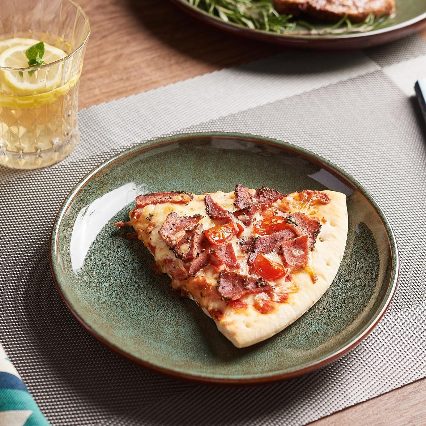 Stoneware Dinnerware Sets Service for 4, 12 Pcs Reactive Glaze Plates and Bowls Sets, Handmade Ceramic Dish Set, Highly Chip and Crack Resistant Modern Plate Set, Sage Green