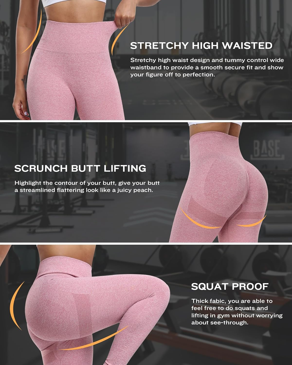 Workout Leggings for Women, Butt Lifting Gym Scrunch Butt Seamless Leggings