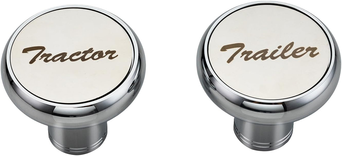 Pair of Tractor/Trailer Air Valve Knobs Made from Aluminum Interior Accessories Air Brake Knobs Compatible with Kenworth T680 Peterbilt 379 389 579 Freightliner, Chrome Stainless Steel (2 Set) TRUCK DRIVER