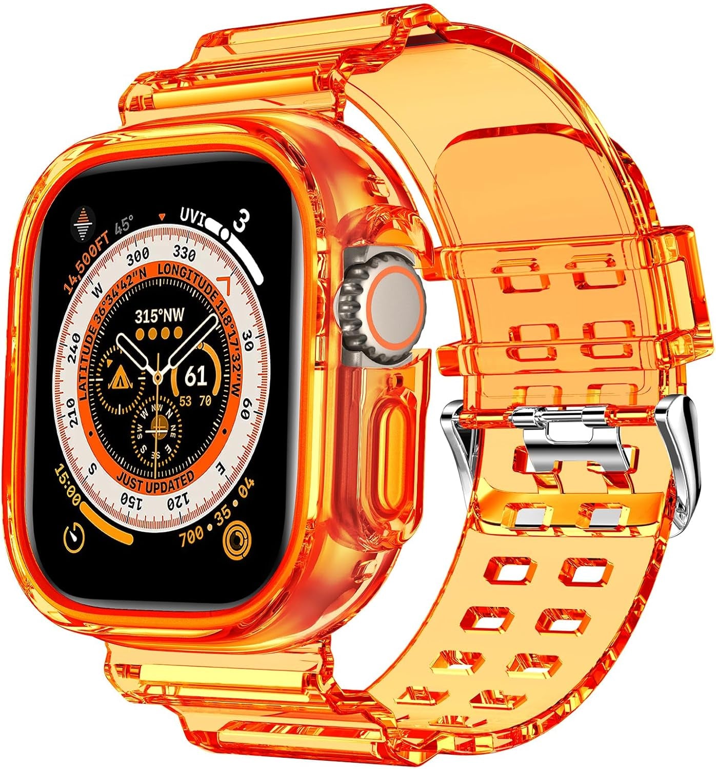 Compatible for Clear Apple Watch Band with Bumper Case, Women Men Glitter Bling TPU Sport Strap for Iwatch SE Ultra Series 10 9 8 7 6 5 4 3 2 1