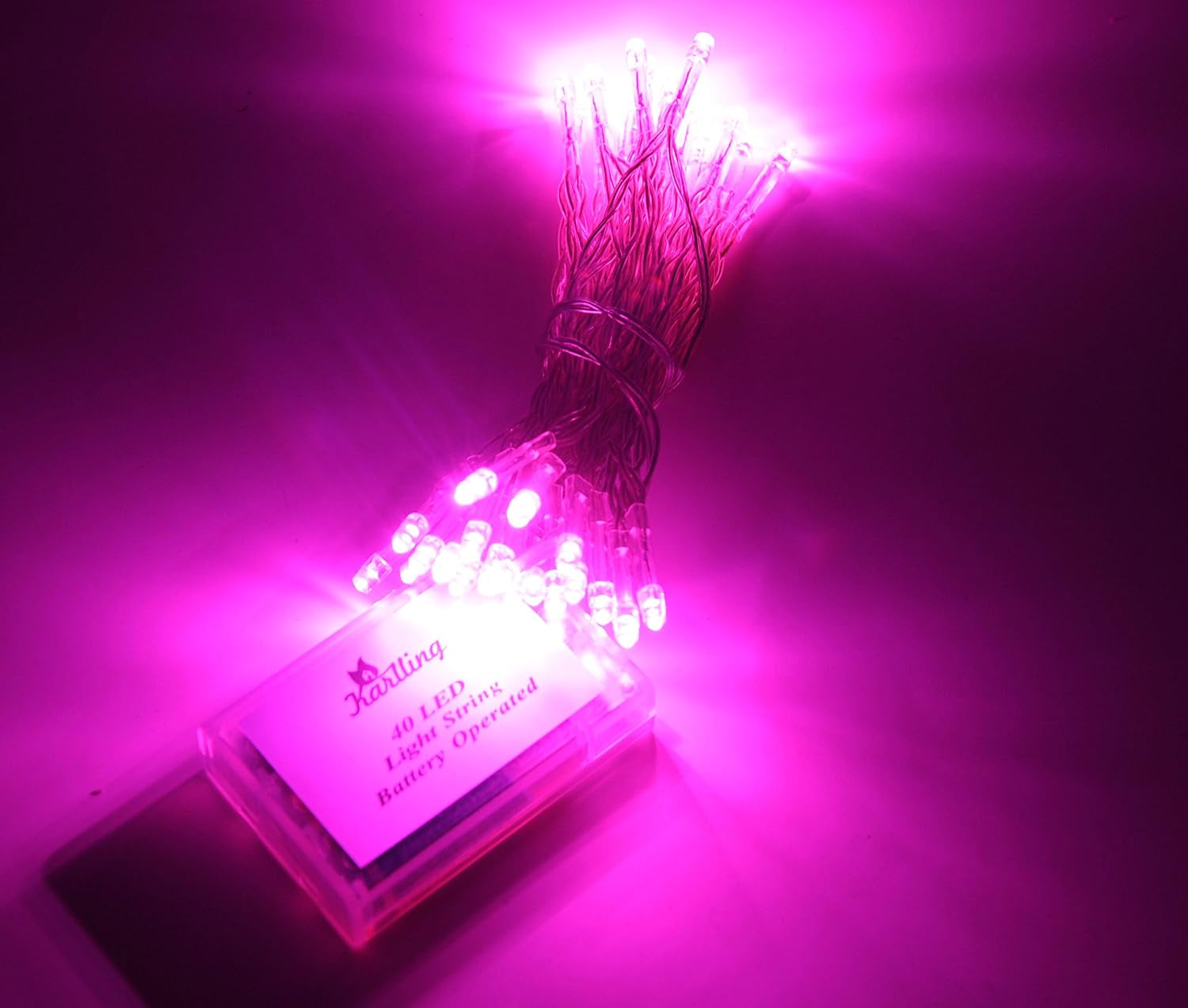 Battery Operated Pink 40 LED Fairy Light String Wedding Party Xmas Christmas Valentines Day Decorations(Pink)