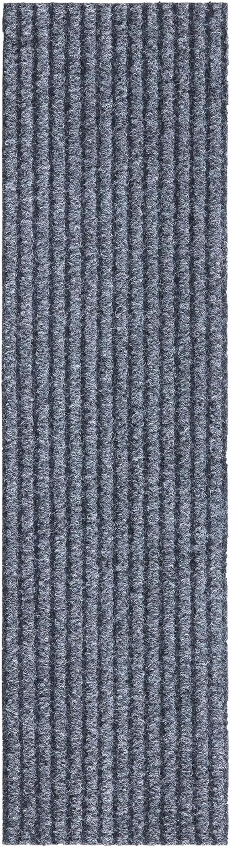 Solid Design Non-Slip Rubberback 8" X 30" Indoor/Outdoor Waterproof Stair Treads for Stairs, Garage, Patio, 7 Pack, Gray