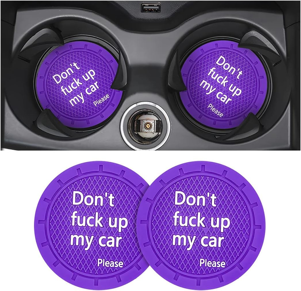 2 Pack Car Cup Holder Coasters, 2.75 Inch Non-Slip PVC Insert Cup Coaster, Anti-Scratch Auto Cup Mats for Women Men, Vehicle Interior Accessories Universal for Car, SUV, Truck (D Blue/2Pcs) TRUCK DRIVER