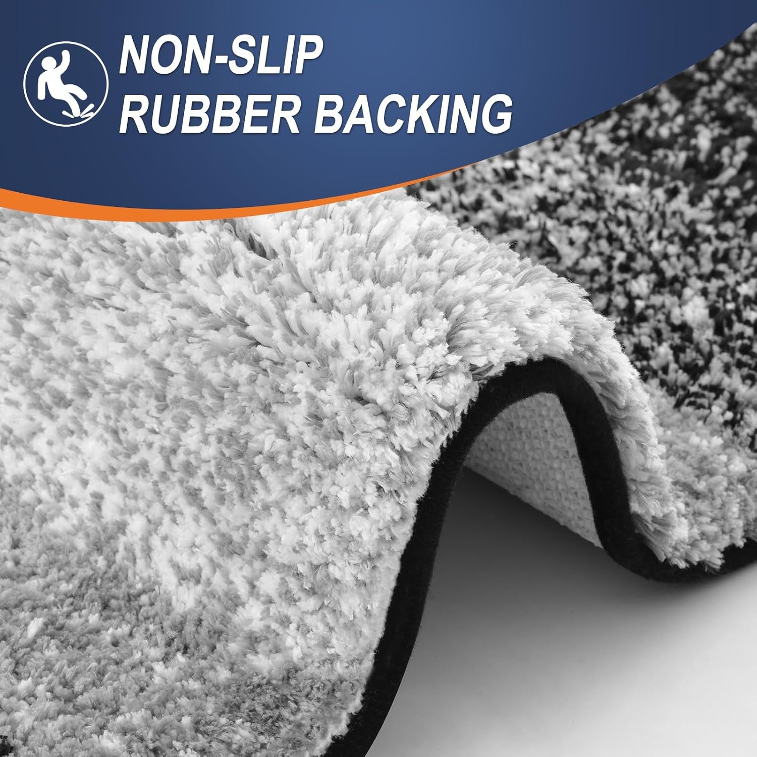 Bathroom Rugs Sets 3 Piece, Soft Absorbent Microfiber Bath Rugs and U-Shaped Contour Toilet Rug Area Rug Set, Non-Slip Bath Carpet, Home Decor Accessories, Bath Mat Set for Bathroom, Black