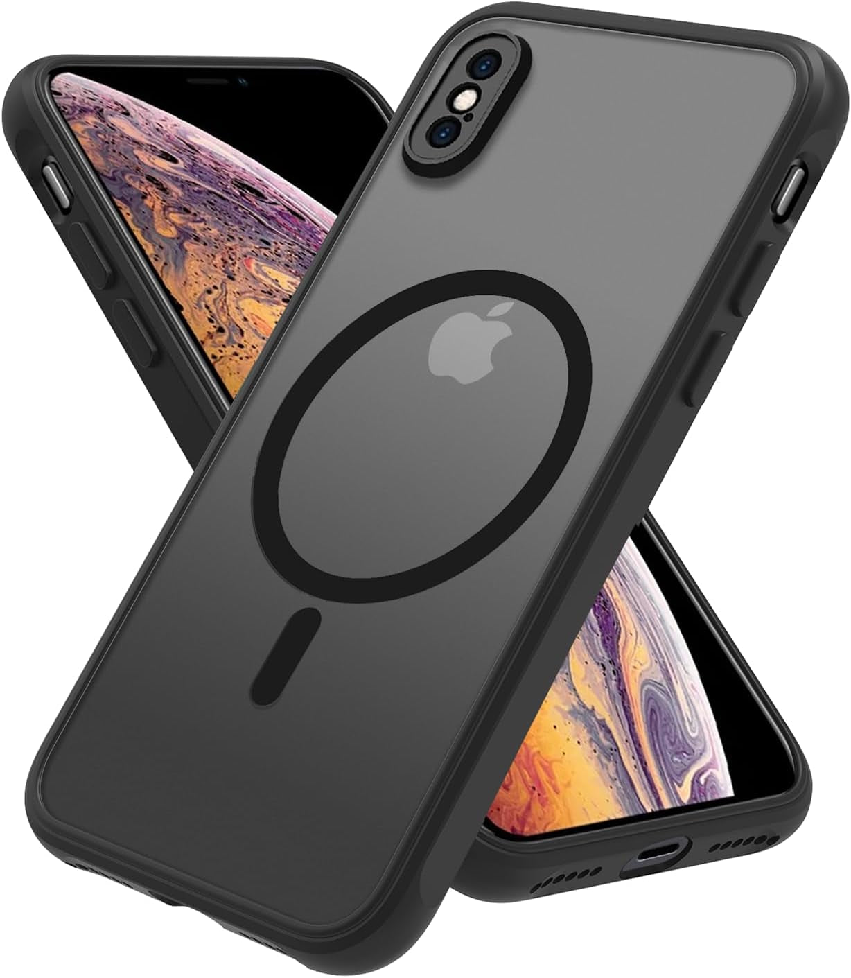 2025 New Magnetic for Iphone 16E Case,Compatible with Magsafe,Military Grade Drop Tested, Shockproof Matte Translucent Hard Back Slim Protective Case.Black Magnetic Circle.