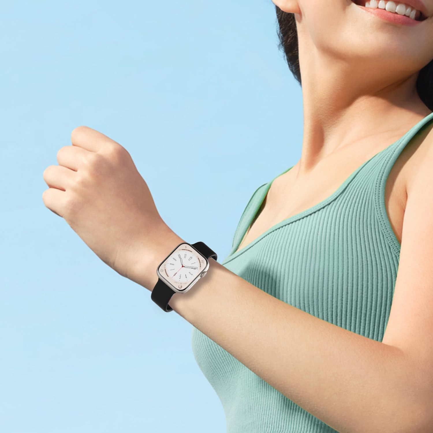 Silicone Band Compatible with Apple Watch Band 38Mm 40Mm 41Mm 42Mm 44Mm 45Mm 49Mm for Women Men Sport Replacement, Soft Rubber Gel Strap for Iwatch Ultra Series 9 8 7 6 5 4 3 2 1 SE, S M L