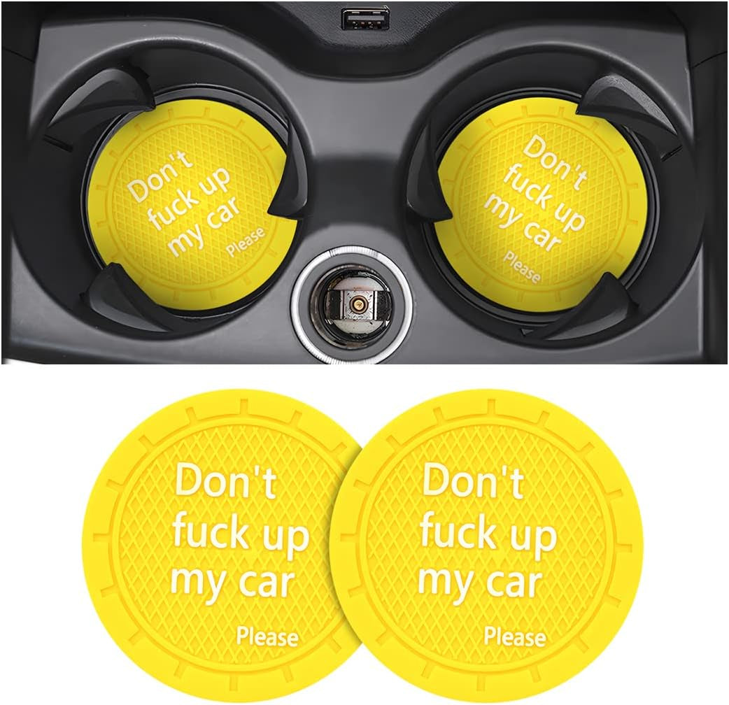 2 Pack Car Cup Holder Coasters, 2.75 Inch Non-Slip PVC Insert Cup Coaster, Anti-Scratch Auto Cup Mats for Women Men, Vehicle Interior Accessories Universal for Car, SUV, Truck (D Blue/2Pcs) TRUCK DRIVER
