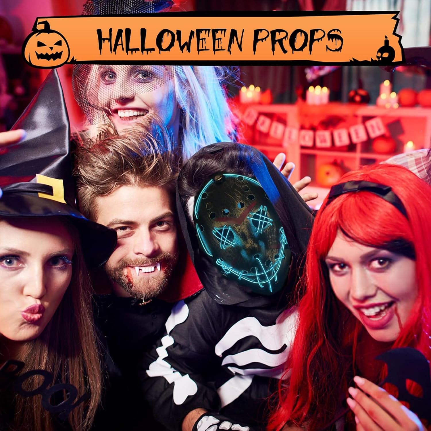 Halloween LED Light up Mask - Glow in the Dark Scary Mask for Cosplay Halloween Costume Carnival, Party, Gift