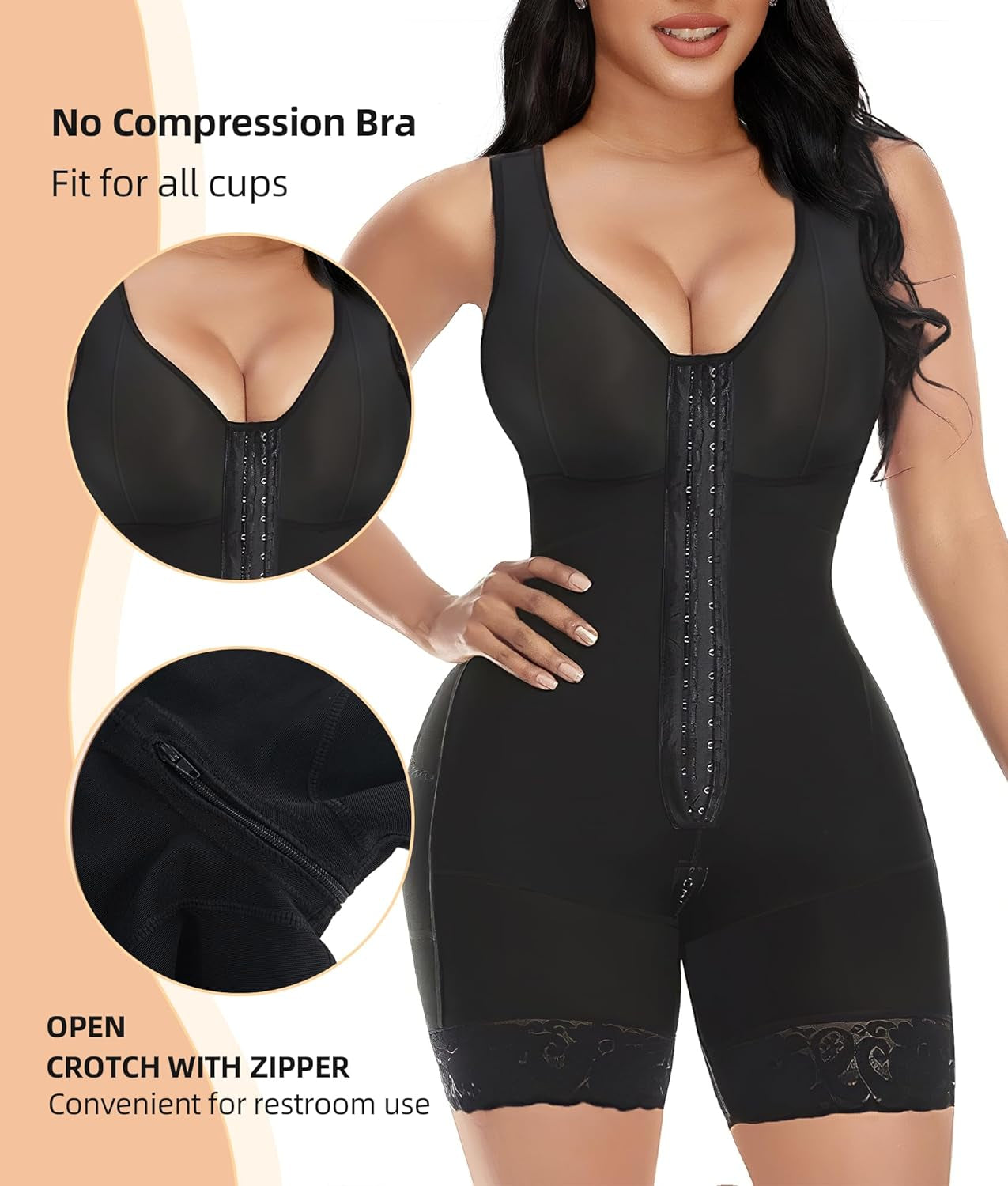 Fajas Colombianas Shapewear for Women Tummy Control Post Surgery Full Body Shaper Butt Lifter with Zipper Crotch