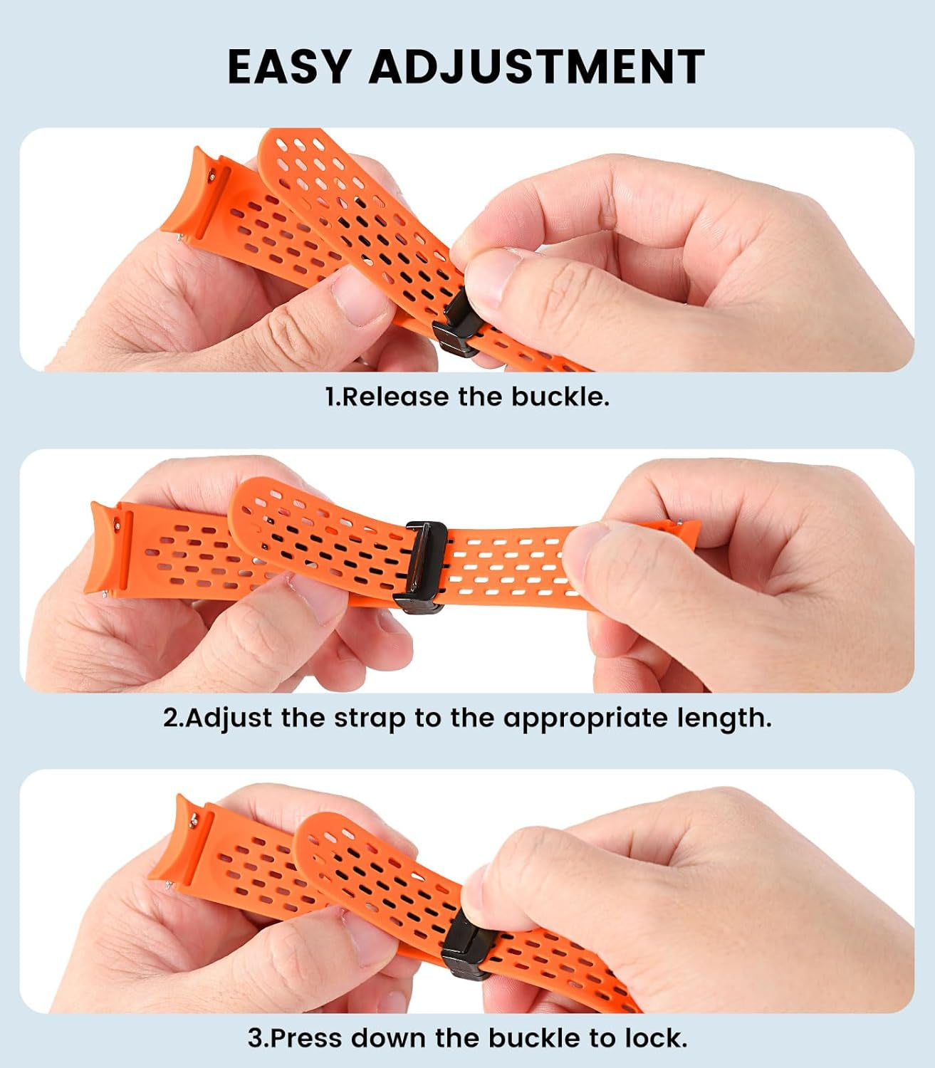 No Gap Bands Compatible with Samsung Galaxy Watch 7 FE 6 5 4 Band 40Mm 44Mm/Watch 6 4 Classic Band 43Mm 47Mm 42Mm 46Mm/Watch 5 Pro 45Mm, 20Mm Breathable Silicone Magnetic Band, Orange