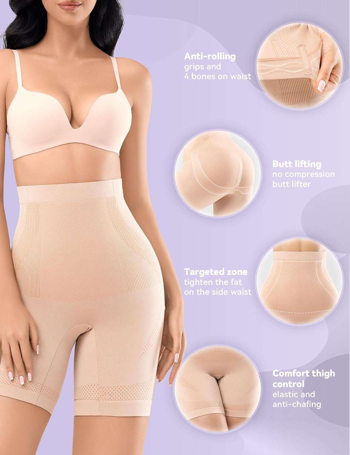 Women Shapewear Tummy Control High Waisted Body Shaper Shorts Girdles Thigh Slimmer