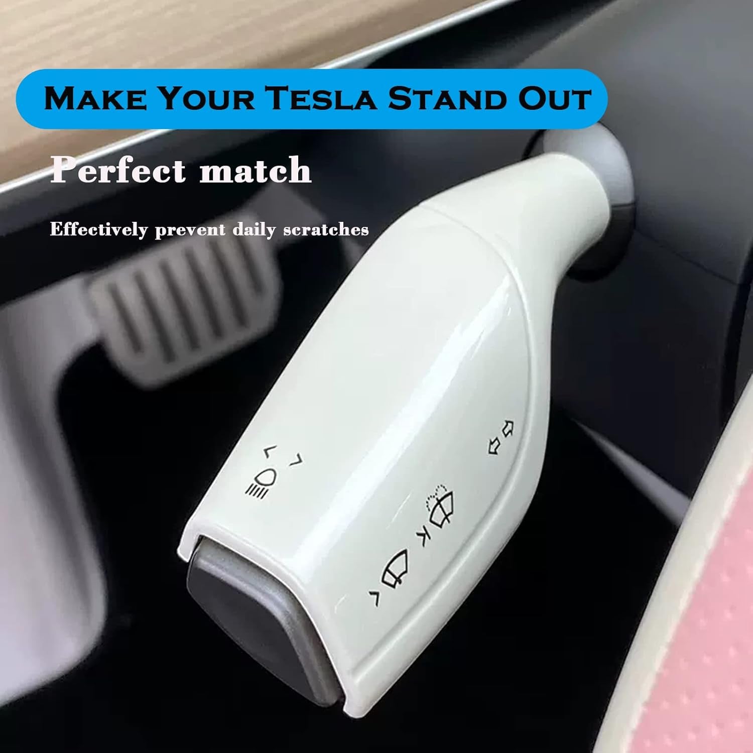 Steering Lever Cover for Tesla Model 3 Model Y, Gear Shift Cover Accessories Gear Lever Decorative Cover for Model 3/Y (White)