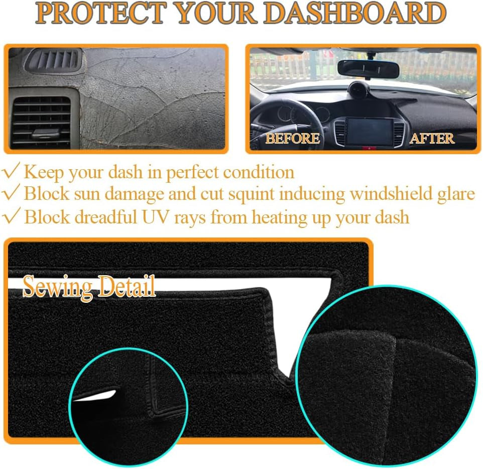 Dash Cover Custom Fit for Chevy Chevrolet Silverado 1500 LT/WT 2007-2013 2500 HD / 3500 HD 2007-2013, GMC Sierra 2007-2013 .Dashboard Cover Mat Pad Carpet (08-13, Black) Y74