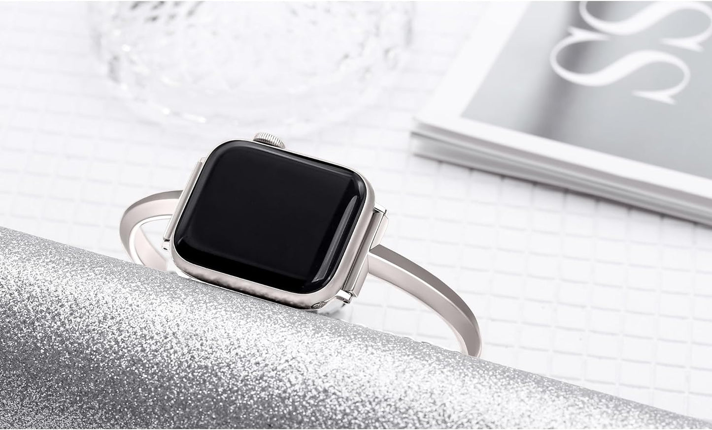Stainless Steel Band Compatible with Apple Watch Band 38Mm 40Mm 41Mm 42Mm 44Mm 45Mm Iwatch SE Series 9 8 7 6 5 4 3 2 1, Slim Versatile Bangle Bracelet for Women