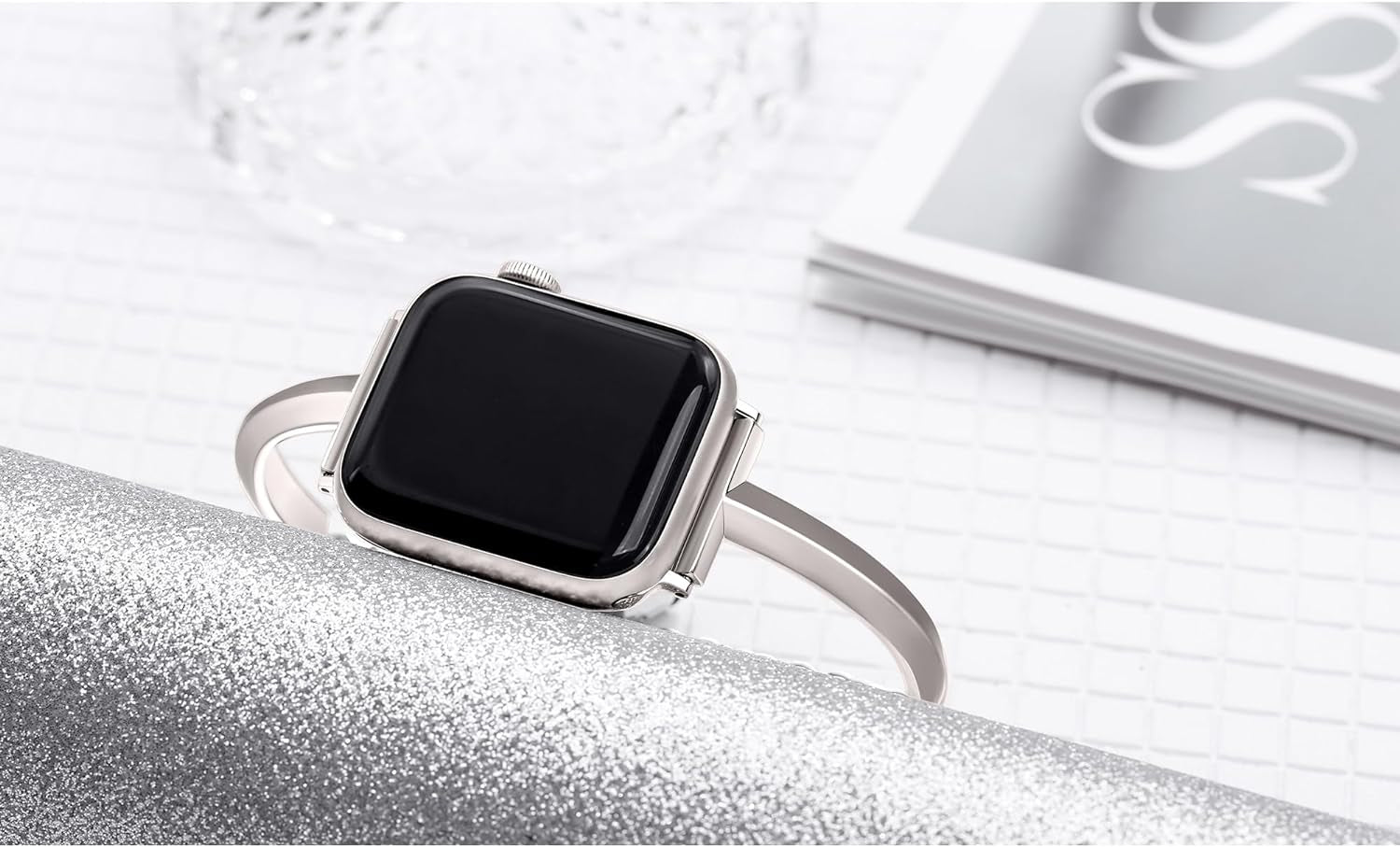Stainless Steel Band Compatible with Apple Watch Band 38Mm 40Mm 41Mm 42Mm 44Mm 45Mm Iwatch SE Series 9 8 7 6 5 4 3 2 1, Slim Versatile Bangle Bracelet for Women