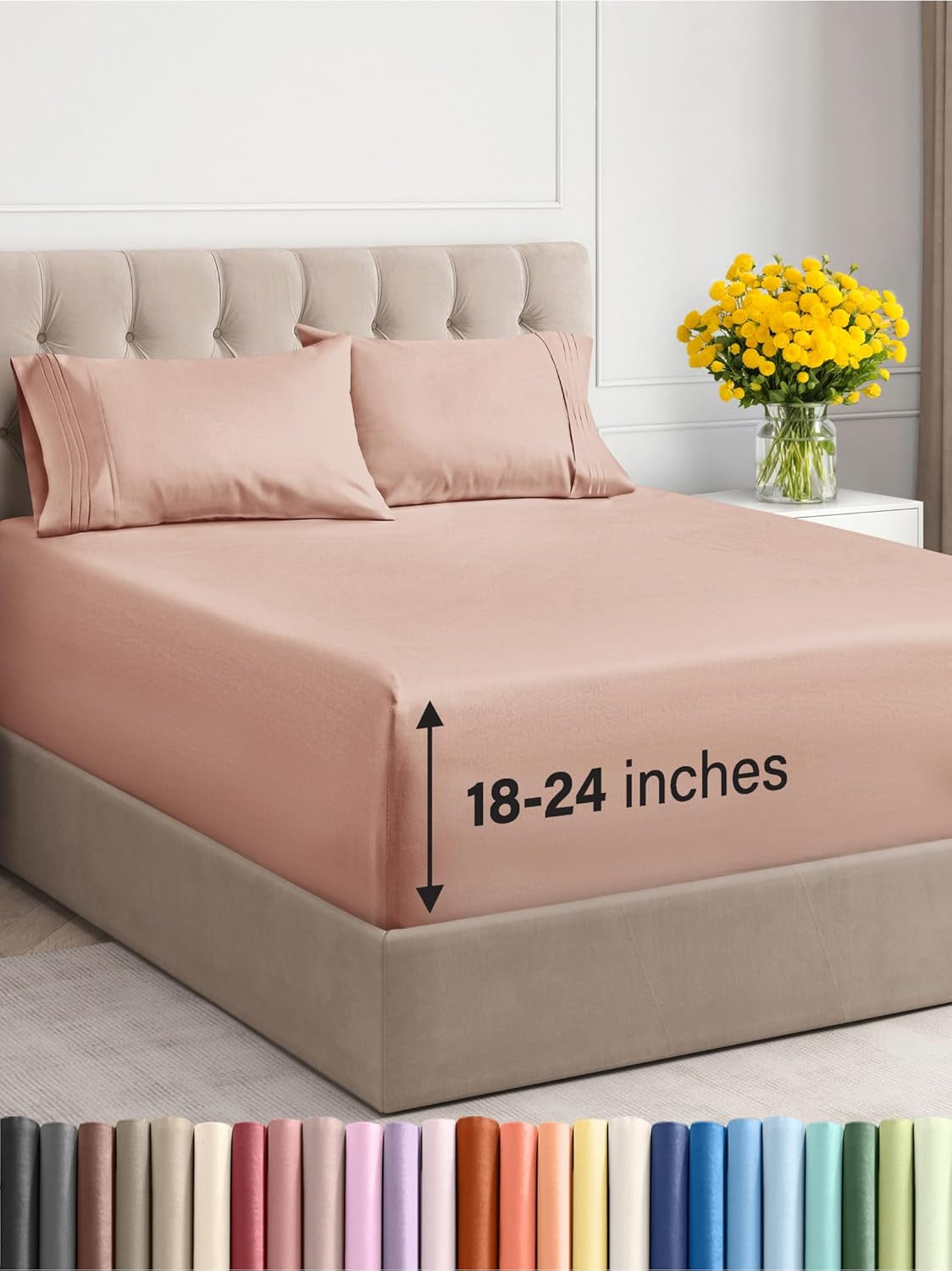 Extra Deep King Sheet Set - 6 Piece Breathable & Cooling Sheets - Hotel Luxury Bedding Set 18-24 Inch Extra Deep Pockets - Easy & Secure Fit - Super Soft, Wrinkle Free & Comfy - Navy Blue, King Size