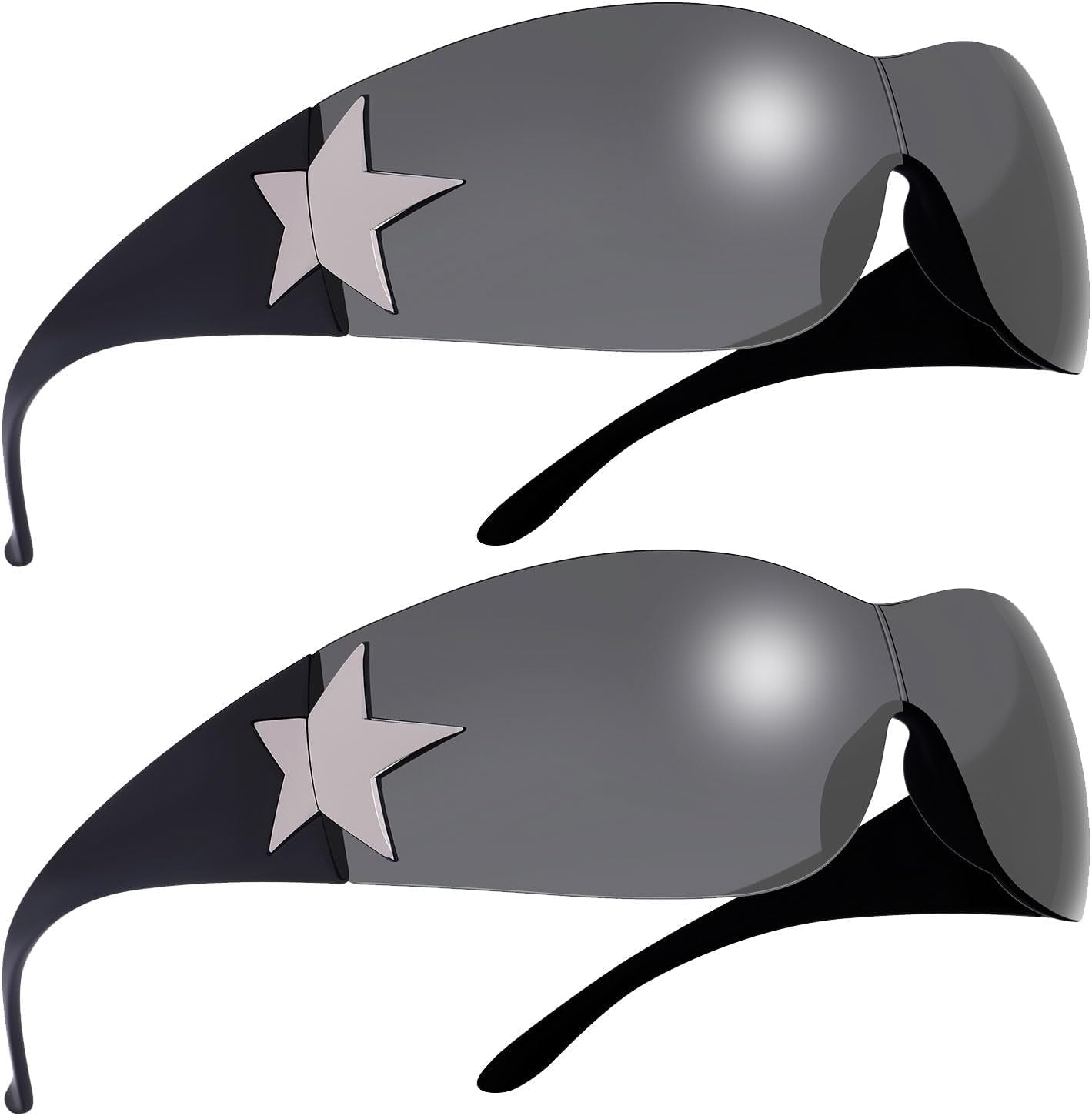 Rimless Y2K Sunglasses for Women Men,Trendy Shield Wrap around Sunglasses Oversized Fashion Frameless Sun Glasses