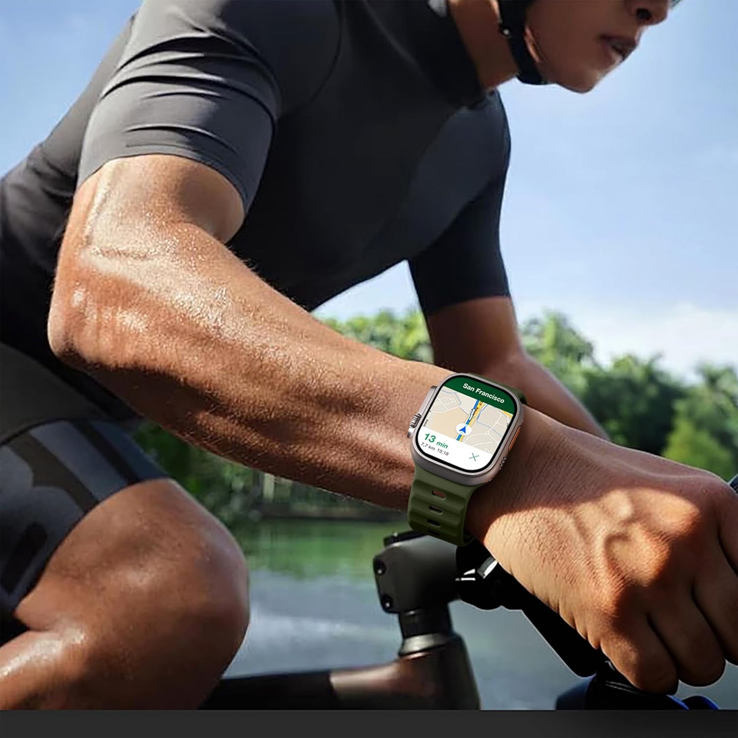 Sport Bands Compatible with Apple Watch Ultra 2/Ultra Band, Compatible with Apple Watch Bands for Men 49Mm 45Mm 44Mm 42Mm, Soft Silicone Waterproof Strap for Iwatch Series 9 8 7 6 5 4 SE 3 2 1