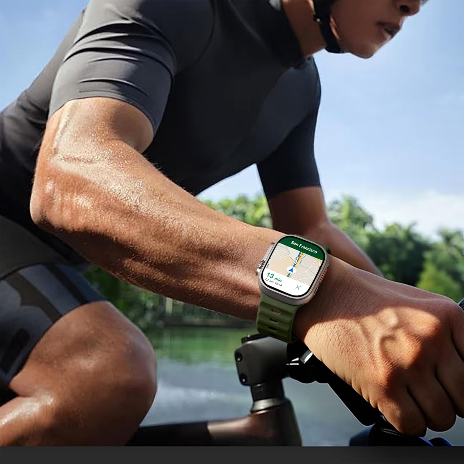 Sport Bands Compatible with Apple Watch Ultra 2/Ultra Band, Compatible with Apple Watch Bands for Men 49Mm 45Mm 44Mm 42Mm, Soft Silicone Waterproof Strap for Iwatch Series 9 8 7 6 5 4 SE 3 2 1