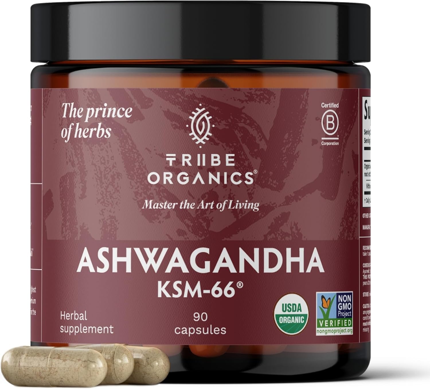 Ashwagandha KSM 66 Pure Organic Root Powder Extract Ayurvedic Supplement - Focus Mood Support Increase Energy Strength 600Mg of Natural KSM66 for Superior Absorption - 90 Capsules TLBH