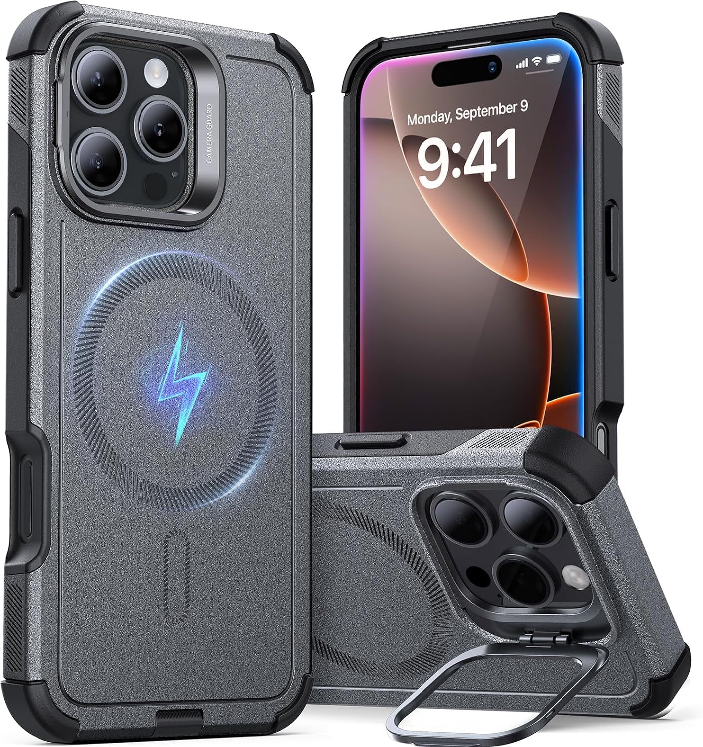 for Iphone 16E Case, 23FT Military-Grade Drop Protection, Heavy Duty Magnetic Phone Case for Iphone SE 4, Compatible with Magsafe Accessories, Cyber Series, Black