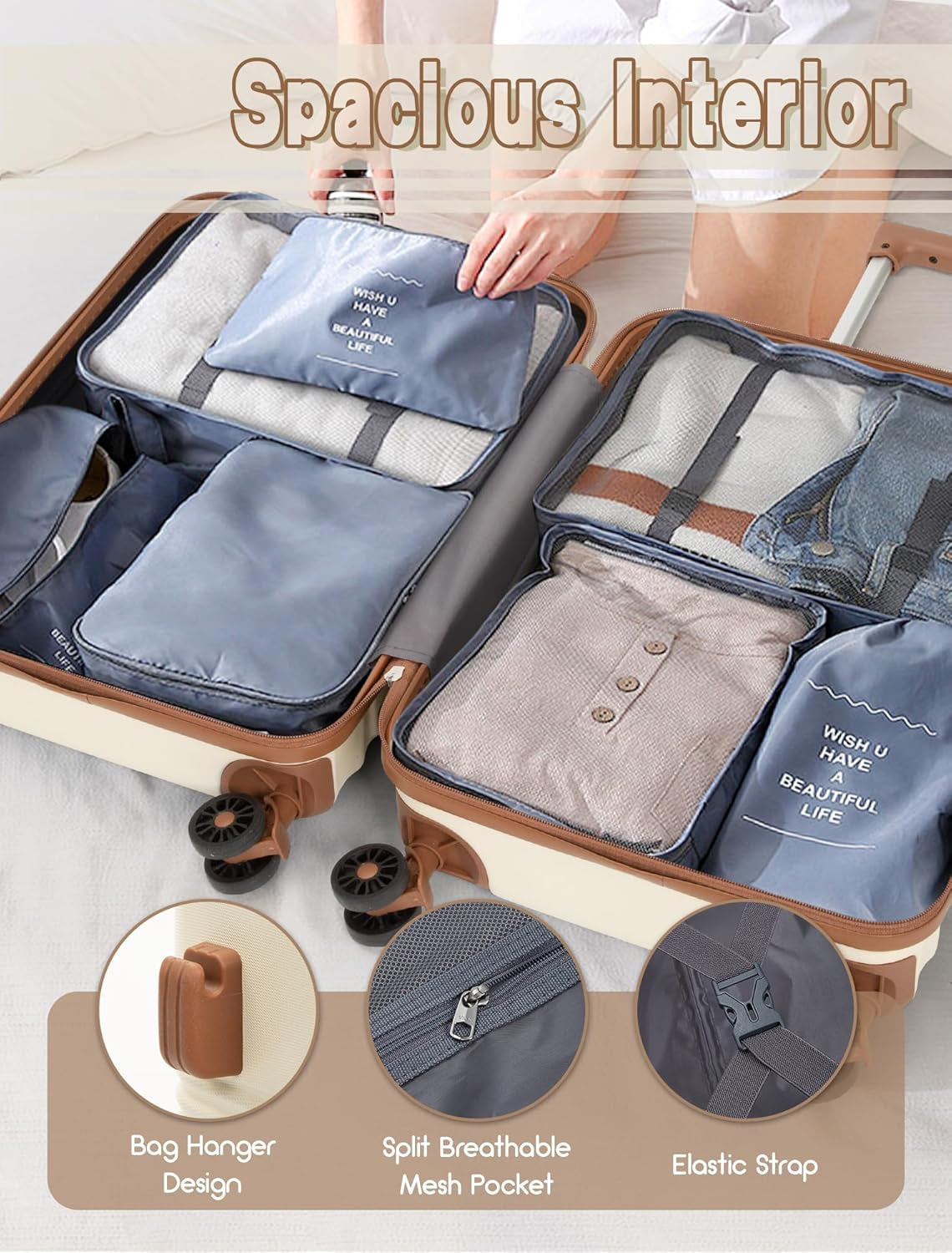 Luggage Sets 5 Piece, Suitcases with Wheels, Hardshell Suitcase Set, ABS Carry on Luggage Set with TSA Lock, Travel Luggage